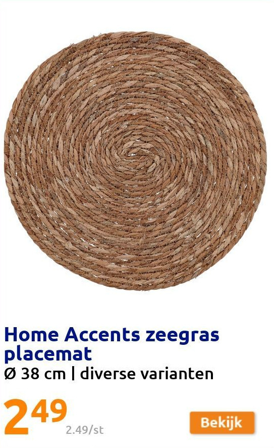 Home accents zeegras placemat aanbieding bij Action