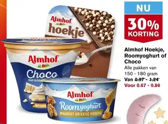 Hoogvliet Almhof Hoekje, Roomyoghurt of Choco 150g aanbieding