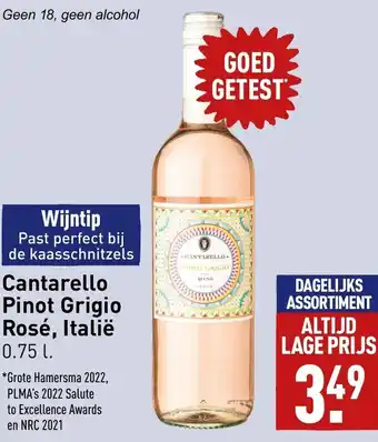 ALDI Cantarello Pinot Grigio Rose, Italie 0.75L aanbieding