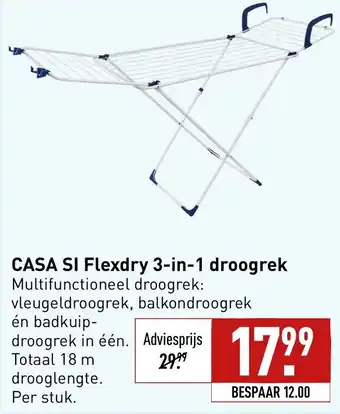 ALDI Casa SI Flexdry 3-in-1 droogrek 18 m aanbieding