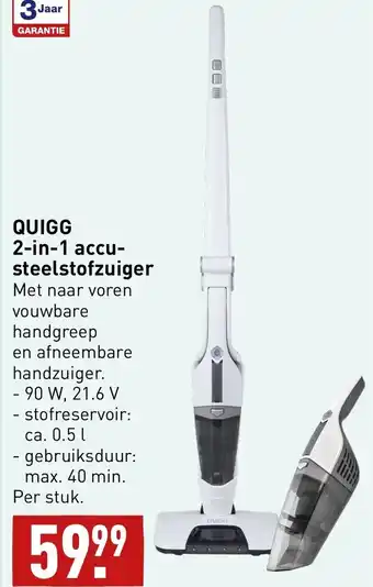 ALDI Quigg 2-in-1 accu- steelstofzuiger aanbieding