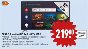 ALDI Sharp Smart led HD Android TV 32BI2 aanbieding