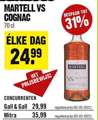 Dirck 3 Martell VS Cognac 700ml aanbieding