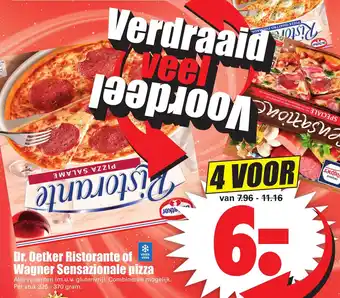 Dirk Dr. Oetker Ristorante pizza of Wagner Sensazionale pizza 4*325-370g aanbieding