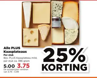 PLUS Alle plus kaasplateaus 386 gram aanbieding