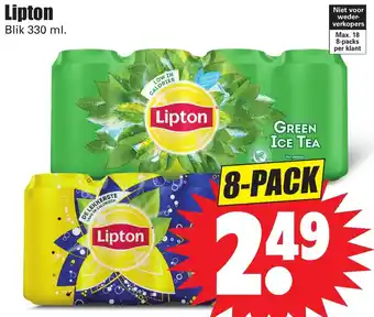 Dirk Lipton Ice Tea 8*330ml aanbieding