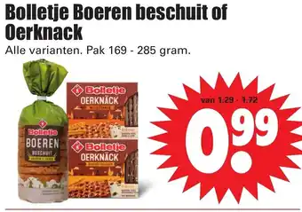 Dirk Bolletje Boeren beschuit of oerknaack 169-285g aanbieding
