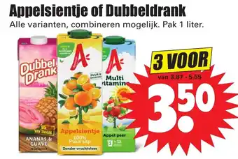 Dirk Appelsientje of Dubbeldrank 3*1L aanbieding
