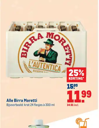 Makro Alle birra moretti 300 ml aanbieding