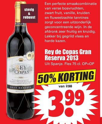 Dirk Rey de Copas Gran Reserva 2013 750ml aanbieding