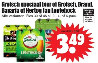 Dirk Grolsch Speciaal bier of Grolsch, Brand, Bavaria of Hertog Jan Lentebock aanbieding