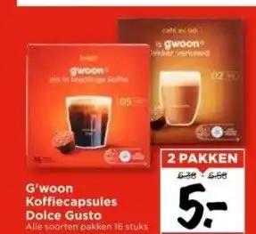 Vomar Voordeelmarkt G'woon koffiecapsules dolce gusto aanbieding