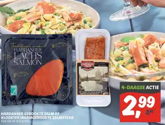 Dekamarkt Hardanger gerookte zalm of klooster warmgerookte zalmsteak 150g aanbieding