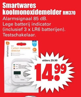 Dirk Smartwares koolmonoxidemelder RM370 aanbieding