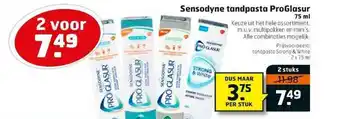 Trekpleister Sensodyne tandpasta proGlasur 75 ml aanbieding