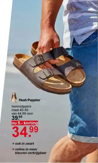 Scapino Hush puppies herenslippers 5.- korting aanbieding