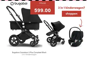 Baby & Tiener Bugaboo Cameleon 3 Plus Compleet Black 2 in 1 kinderwagen aanbieding