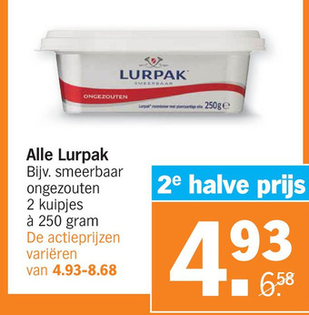 Albert Heijn Alle lurpak aanbieding