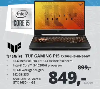 Paradigit Tuf gaming f15 fx506lhb-hn364w aanbieding