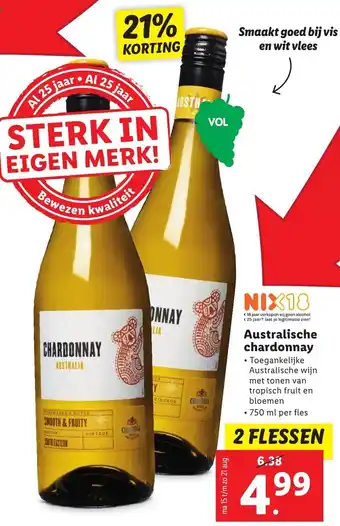 Lidl Australische chardonnay 750 ml aanbieding