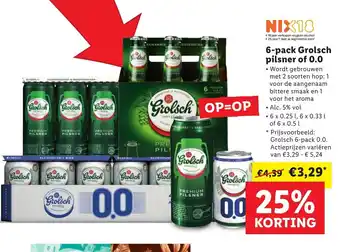 Lidl 6-pack Grolsch pilsner of 0.0 aanbieding