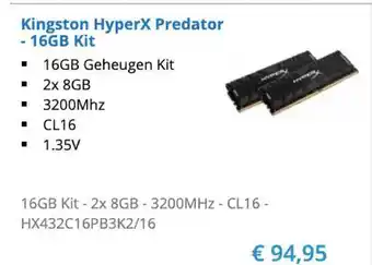 Hardware Expert Kingston Hyperx Predator - 16GB Kit aanbieding