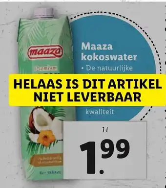 Lidl Maaza kokoswater 1 L aanbieding