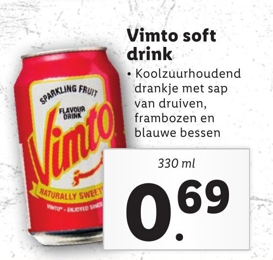 Vimto soft drink 330 ml aanbieding bij Lidl
