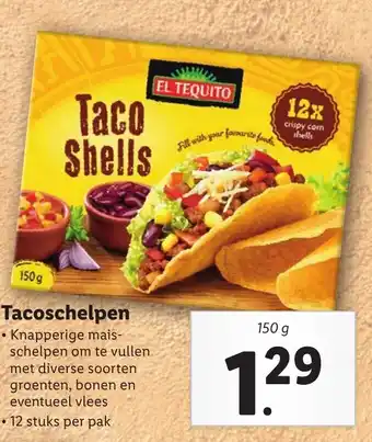 Lidl El Tequito Tacoschelpen 150 g aanbieding