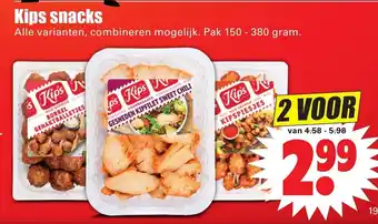 Dirk Kips snacks 2*150-380g aanbieding