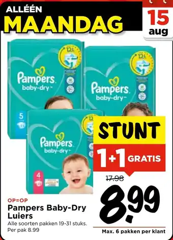 Vomar Voordeelmarkt Pampers baby-dry luiers aanbieding