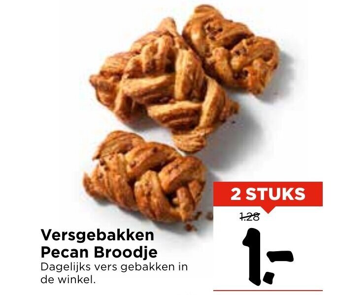Versgebakken pecan broodje 2 stuks aanbieding bij Vomar