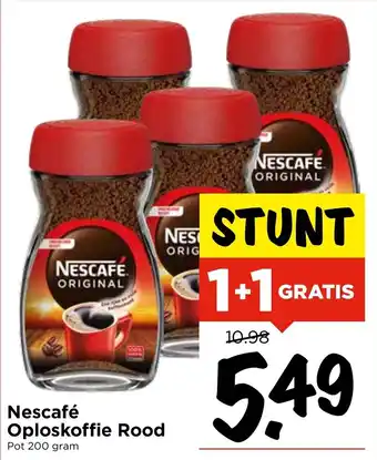 Vomar Voordeelmarkt Nescafe oploskoffie rood 200g aanbieding