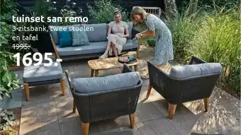 Deka Tuin Tuinset san remo : 3-zitsbank, twee stoelen en tafel aanbieding