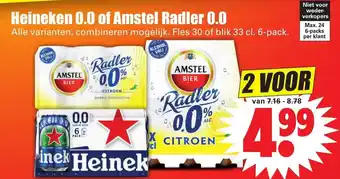 Dirk Heineken 0.0% of Amstel Radler 0.0 6*300/330ml aanbieding