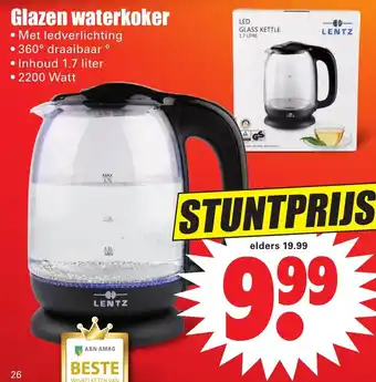 Dirk Glazen waterkoker 1.7L aanbieding