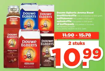 PLUS Douwe egberts aroma rood snelfilterkoffie koffiebonen oploskoffie of koffiepads combineren mogelijk m.u.v. aroma variaties en aanbieding