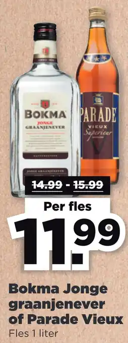 PLUS Bokma jonge graanjenever of parade vieux aanbieding