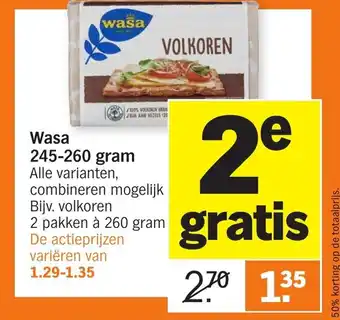 Albert Heijn Wasa Knaackebrood 2*245-260g aanbieding