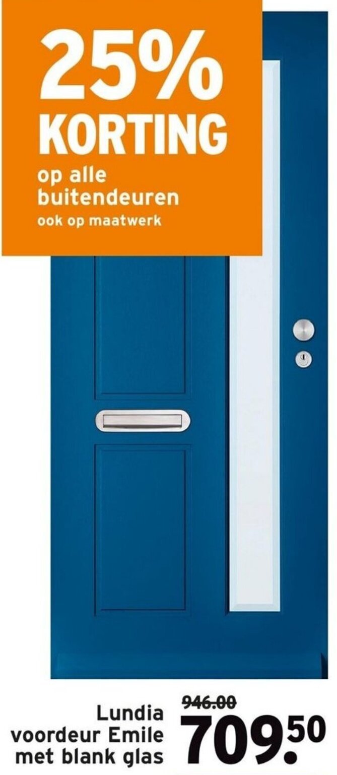 Lundia voordeur Emile met blank glas aanbieding bij GAMMA