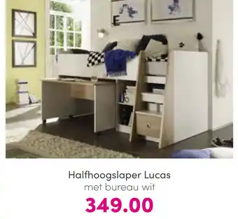 Baby & Tiener Halfhoogslaper lucas met bureau wit aanbieding