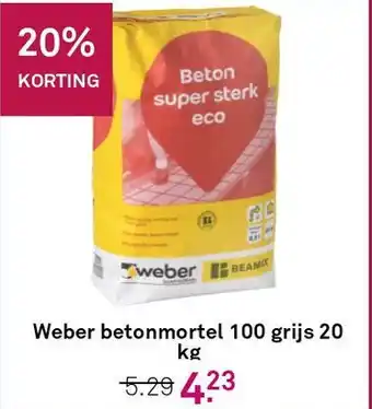 Karwei Weber betonmortel 100 grijs 20 kg aanbieding