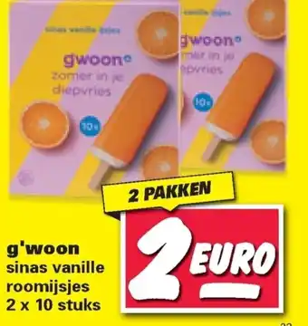 Nettorama G'woon Sinas Vanille Roomijsjes  2 x 10 stuks 2 pakken aanbieding