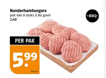 Poiesz Runderhamburgers 8 stuks a 80 gram aanbieding