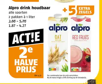 Poiesz Alpro drink houdbaar 2 pakken a 1 liter aanbieding