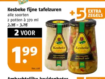 Poiesz Kesbeke fijne tafelzuren 2 potten a 370 ml aanbieding