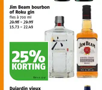 Poiesz Jim Beam bourbon of Roku gin 700 ml aanbieding