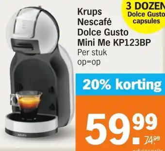 Albert Heijn Krups Nescafe Dolce Gusto Mini Me KP123BP aanbieding