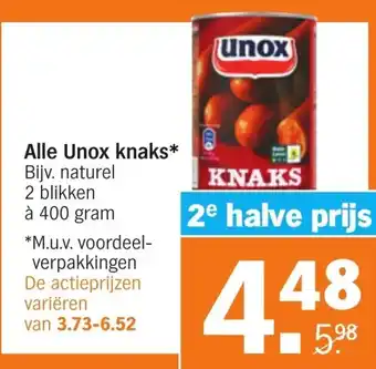 Albert Heijn Alle Unox knaks 400g aanbieding