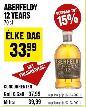 Dirck 3 Aberfeldy 12 Years 70cl aanbieding